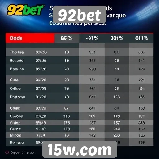 Comparativo de odds disponíveis na 92bet